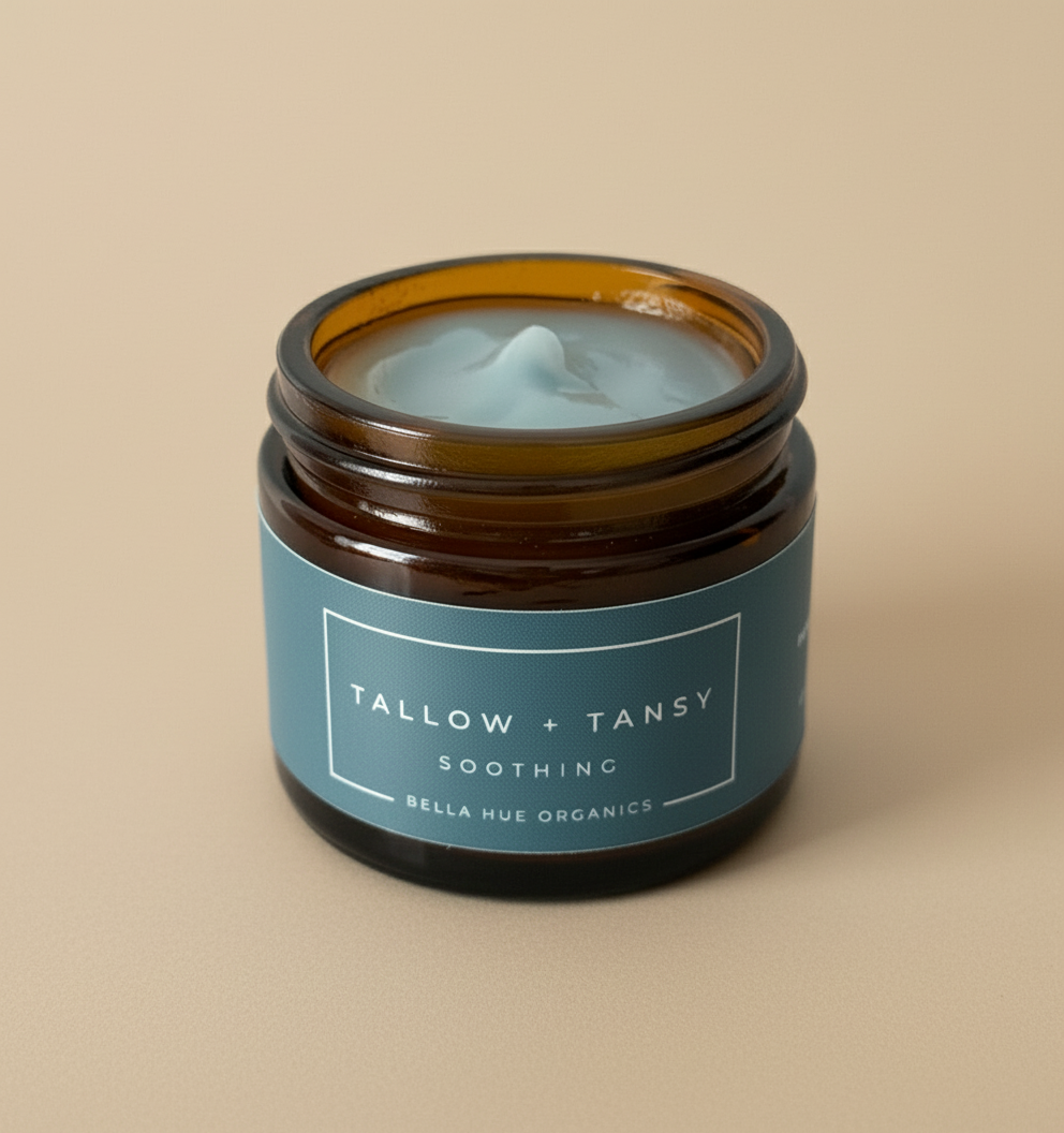 jar of bella hue blue tansy tallow